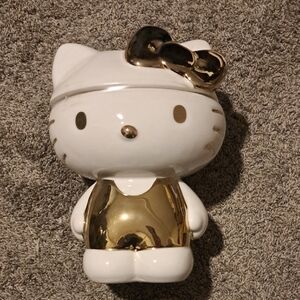 Hello Kitty Gold and White Ceramic Cookie Jar